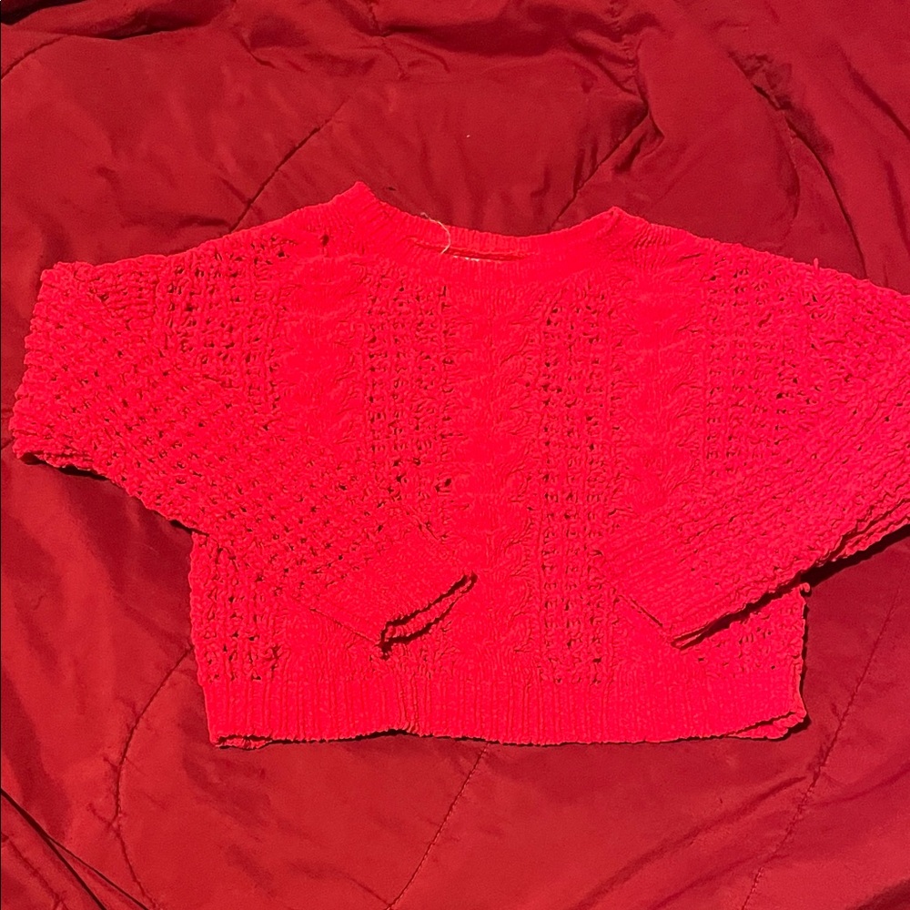 Chic Red Women's Crew Neck Sweater